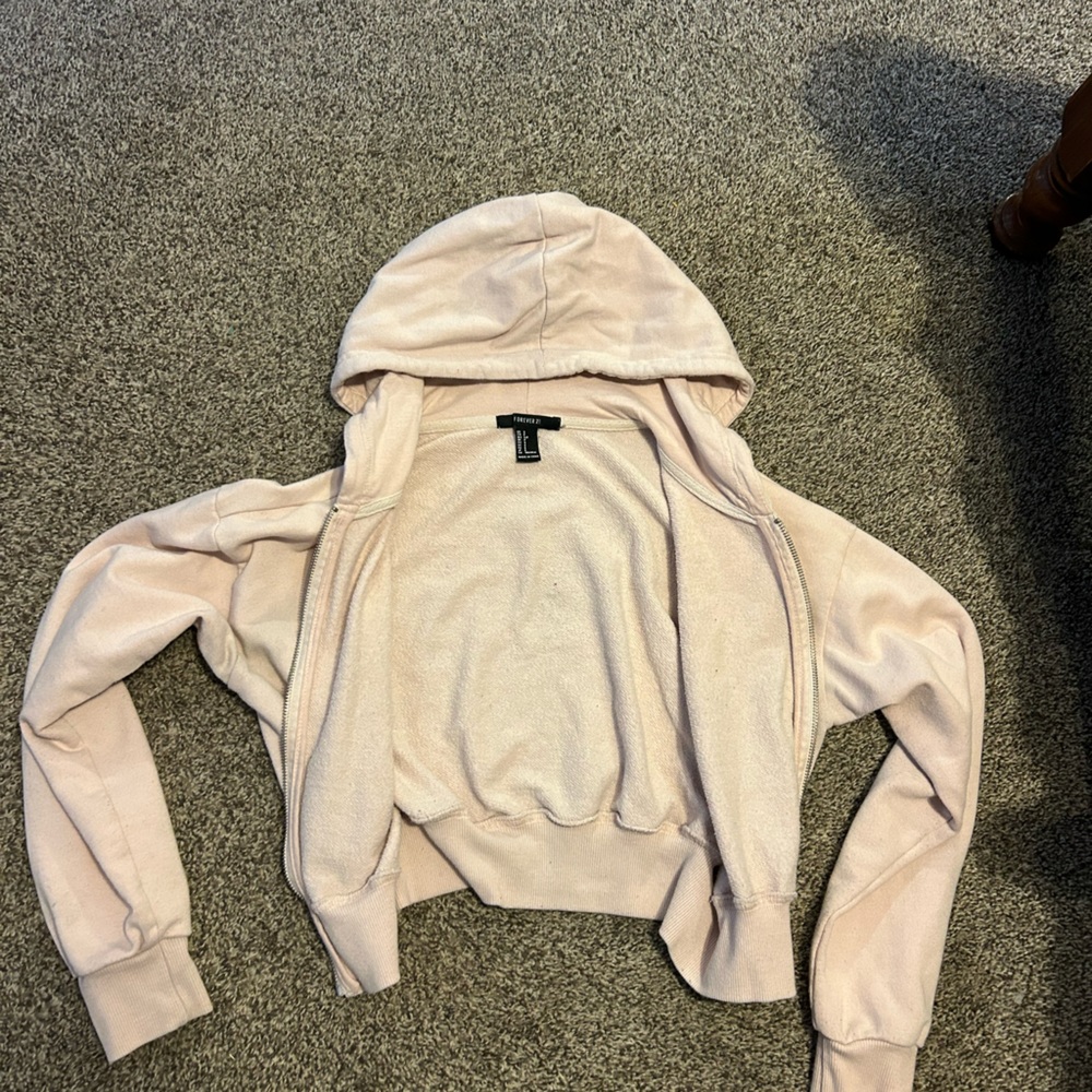 light pink cropped zip up